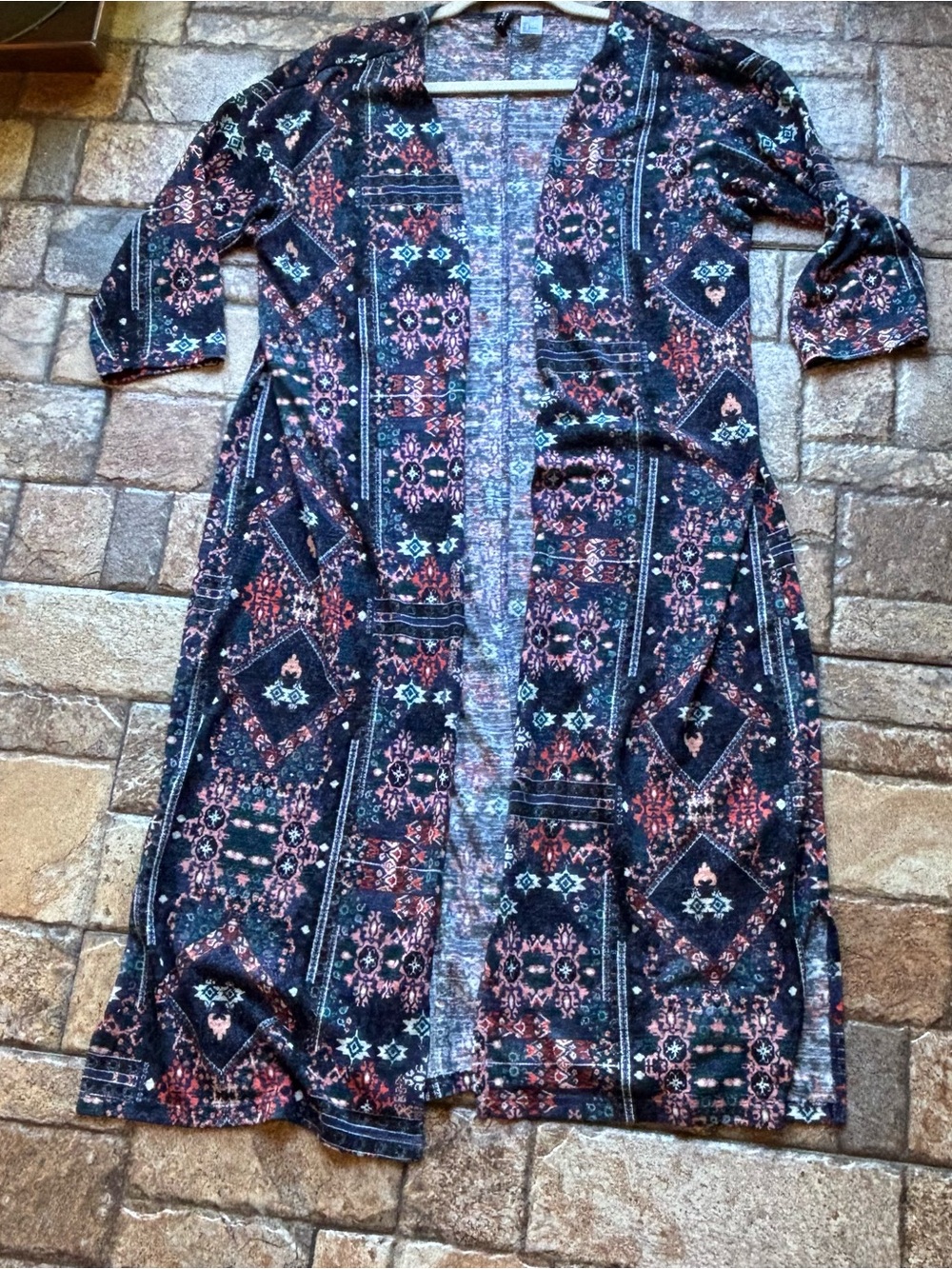 H&M Divided Entho Print Long Cardigan Duster -L